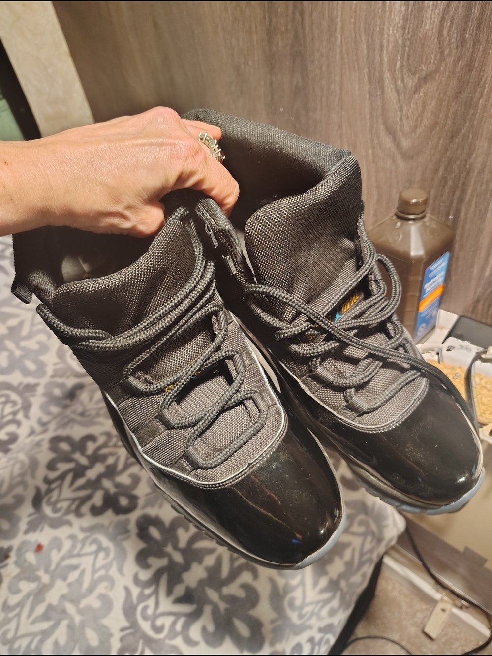 Jordan Men's Black Patent Leather High-Top Sneakers
